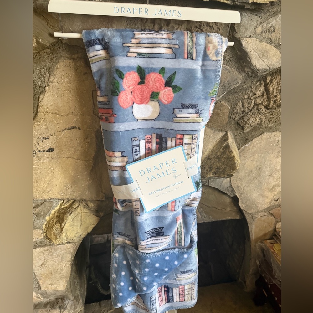 Draper James Blue Throw with Books and Flowers